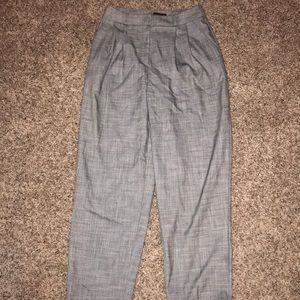 Grey crop Plaid Trousers